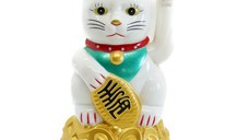 Pisica norocoasa maneki neko alba 11cm