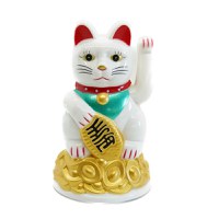 Pisica norocoasa maneki neko alba 11cm - 1