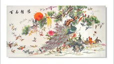 Tablou feng shui cu 100 de pasari model 2 30cm x 40cm