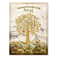 Tablou feng shui cu copacul prosperitatii pepite monede i-ching si mantra om mani padme hum 30cm x 40cm - 1