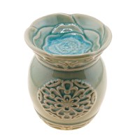 Vas aromaterapie din ceramica cu model floare albastru 11cm ar101 - 1