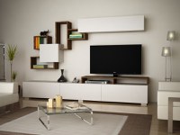 Ansamblu Comoda TV Elit Alb-Walnut - 1