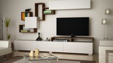 Ansamblu Comoda TV Elit Alb-Walnut