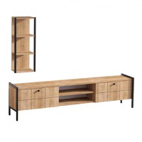 Ansamblu Comoda TV Paola Oak-Negru - 3