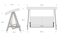 Balansoar dublu Pera 2000 Antracit 200x110x180 cm - 15