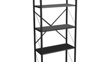 Biblioteca Draizy melamina antracit metal negru 60x30x150 cm