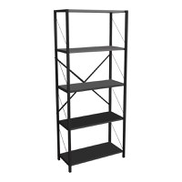 Biblioteca Draizy melamina antracit metal negru 60x30x150 cm - 1