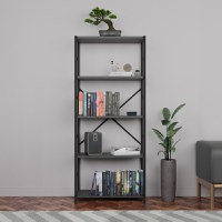 Biblioteca Draizy melamina antracit metal negru 60x30x150 cm - 2