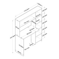 Birou cu biblioteca HA104 Alb 113.2x141.8x40 cm - 11