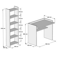 Birou si biblioteca Karma Alb 90x80x58 cm - 4