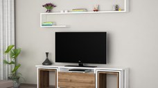 Comoda TV Ege - Alb, Walnut