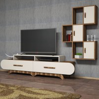 Comoda TV Flora S - Walnut, Crem - 2