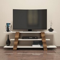 Comoda TV Flower - Walnut, Crem - 2