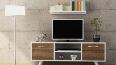 Comoda TV Likya - Alb, Walnut