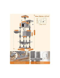 Copac pentru pisici, Feandrea, 206 cm, Gri - 5