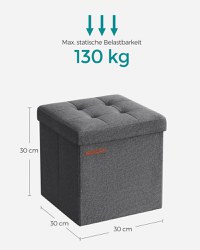 Cufar depozitare Ottoman Songmics Gri 30x30x30 cm - 5