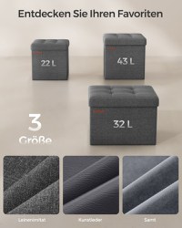 Cufar depozitare Ottoman Songmics Gri 30x30x30 cm - 6