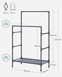 Cuier, Songmics, Gri, 88x44x154 cm - 5