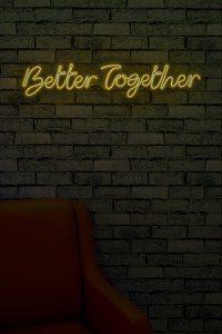 Decoratiune luminoasa LED de perete Better Together Galben 84x16x2 cm - 3