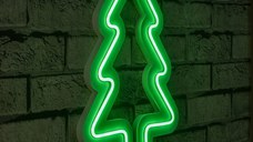 Decoratiune luminoasa LED de perete Christmas Pine Verde 21x30x2 cm