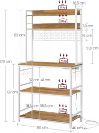 Raft de bucatarie, Vasagle, Maro-Alb, 80x40x170 cm - 3