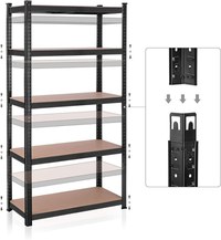 Raft Songmics, 5 rafturi, 180 x 90 x 40 cm, Negru, GLR040B01 - 8