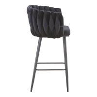 Scaun bar Vivian catifea neagra picior metal negru 57x50x100 cm - 3