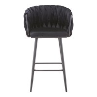 Scaun bar Vivian catifea neagra picior metal negru 57x50x100 cm - 4