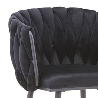 Scaun bar Vivian catifea neagra picior metal negru 57x50x100 cm - 5