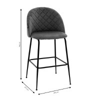 Scaun de bar Kudos picioare metalice negre - catifea culoarea mar putred - 8