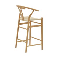 Scaun de bar Wishbone lemn de fag, culoare lemn natural- funie culoare lemn naturala 53x54x107cm - 2