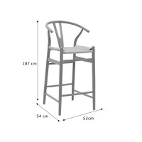 Scaun de bar Wishbone lemn de fag, culoare lemn natural- funie culoare lemn naturala 53x54x107cm - 8