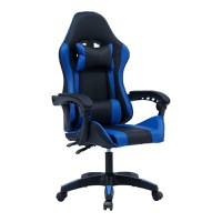 Scaun de gaming William piele ecologica negru - albastru - 1