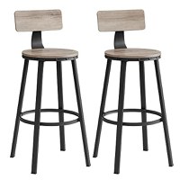 Set 2 scaune de bar, Vasagle, Negru-Ivoar, 99x54x54 cm - 2