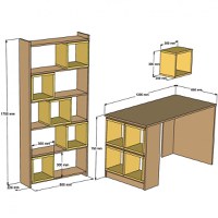 Set Birou si Biblioteca Box Alb-Walnut - 4