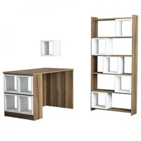 Set Birou si Biblioteca Box Walnut-Alb - 2