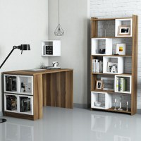 Set Birou si Biblioteca Box Walnut-Alb - 1