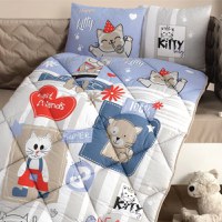 Set Complet Lenjerie Patut Bebe Kitty V1 Albastru (Bumbac 100%) - 3