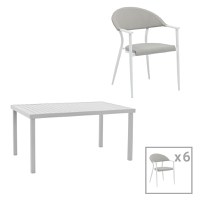 Set de 7 buc masa si scaune de gradina Kliton Pino aluminiu alb 150x80x74 cm - 1