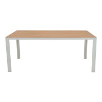 Set de 7 buc masa si scaune de gradina Nares-Moritz A aluminiu alb-gri si placaj in nuanta naturala 180x90x72.5 cm - 3