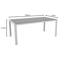 Set de 7 buc masa si scaune de gradina Nares-Moritz A aluminiu alb-gri si placaj in nuanta naturala 180x90x72.5 cm - 9