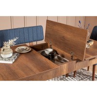 Set Masa si Scaune 5 Piese Vina 1048 Walnut-Dark Blue - 13