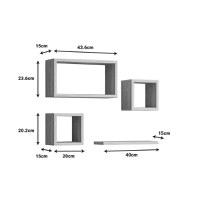 Set rafturi de perete 3 buc Babine Pako World Stejar 84x15x44 cm - 4