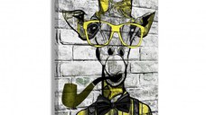 Tablou - Giraffe with Pipe (1 Part) Vertical Yellow 80x120 cm