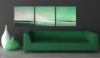 Tablou pictat manual - Sea-green coast 150x50 cm - 2