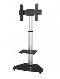 Stand TV Techly ICA-TR3SL, profesional, aluminiu, 37inch- 70inch, Reglabil, Rafturi incluse, 40 kg (Argintiu) - 1