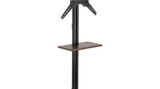 Stand TV Techly ICA-TR414, reglabil inaltime, baza si raft din lemn, 23inch - 55inch (Negru)