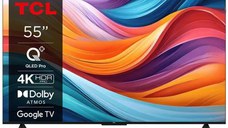 Televizor QLED TCL 139 cm (55inch) 55T7B, Ultra HD 4K, Smart TV, WiFi, CI