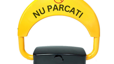 Blocator loc parcare automat, cu 2 telecomenzi si alarma, suporta 2 tone, Galben/Negru, rezistent intemperii