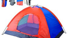 Cort camping 2-6 persoane cu plasa pentru insecte rosu/albastru